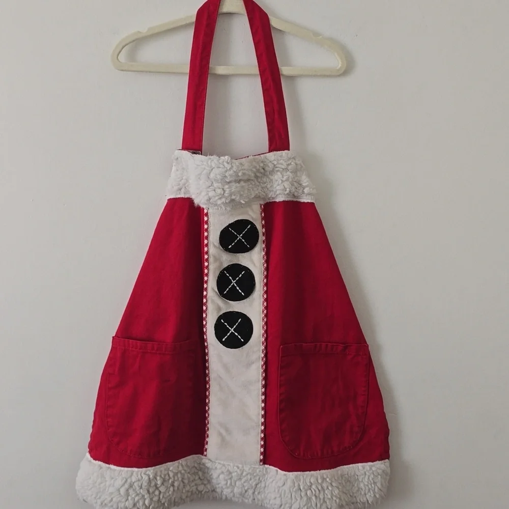 Pottery Barn Kids Santa Red and White Apron Kids One Size